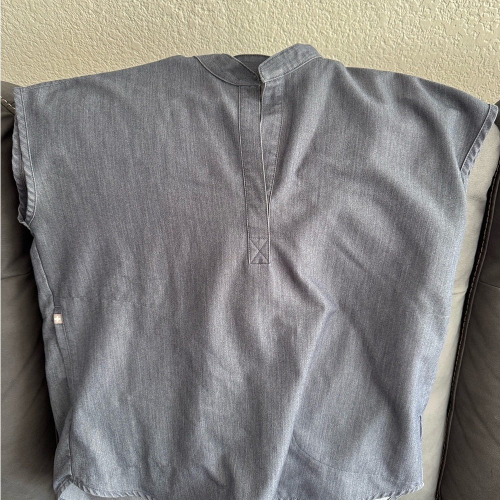 FIGs Rafaela Heather Denim  Blue Scrub Top